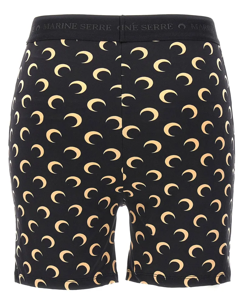 Marine Serre Moon-Printed Stretch Cyclist Shorts — Black Black