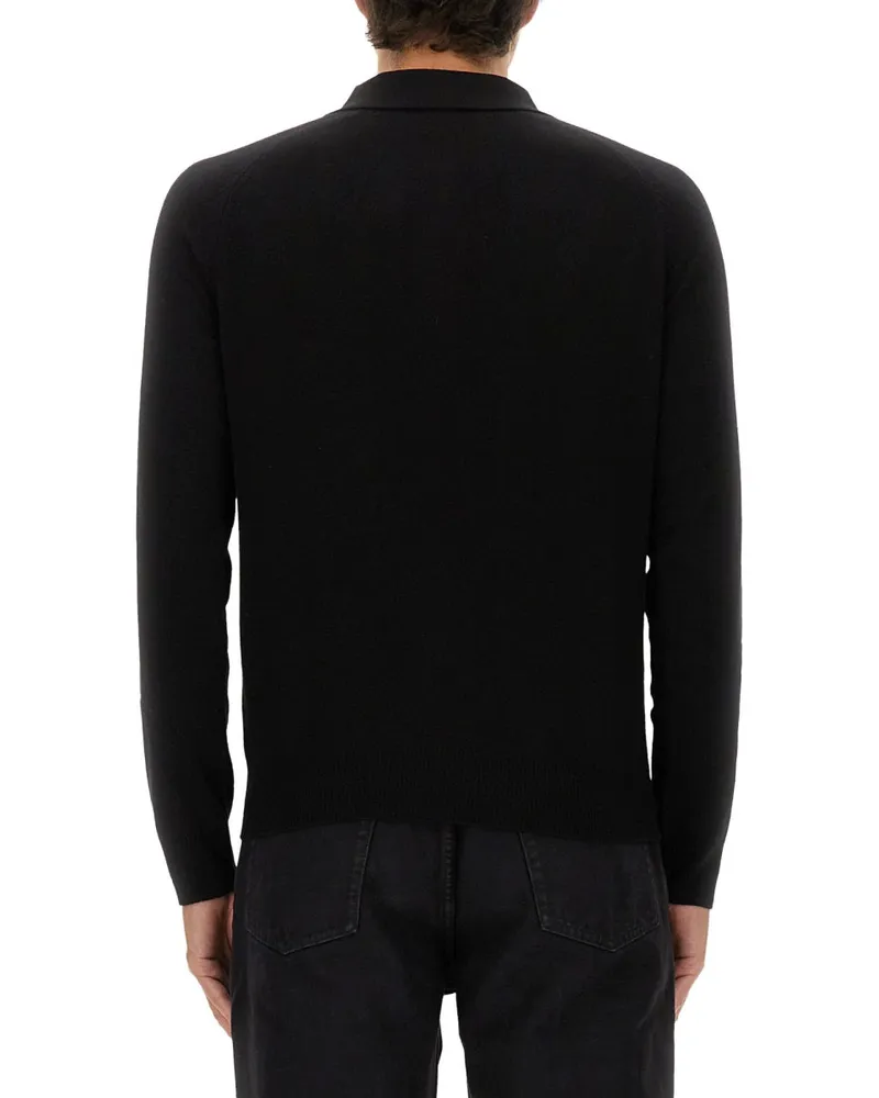 Saint Laurent Wool Polo Shirt — Black Black