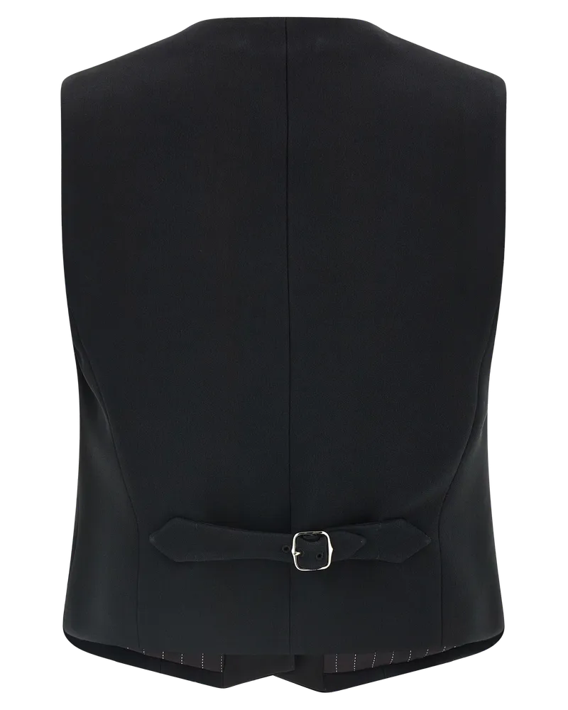 Ermanno Scervino Tuxedo-Inspired Viscose Vest — Black Black