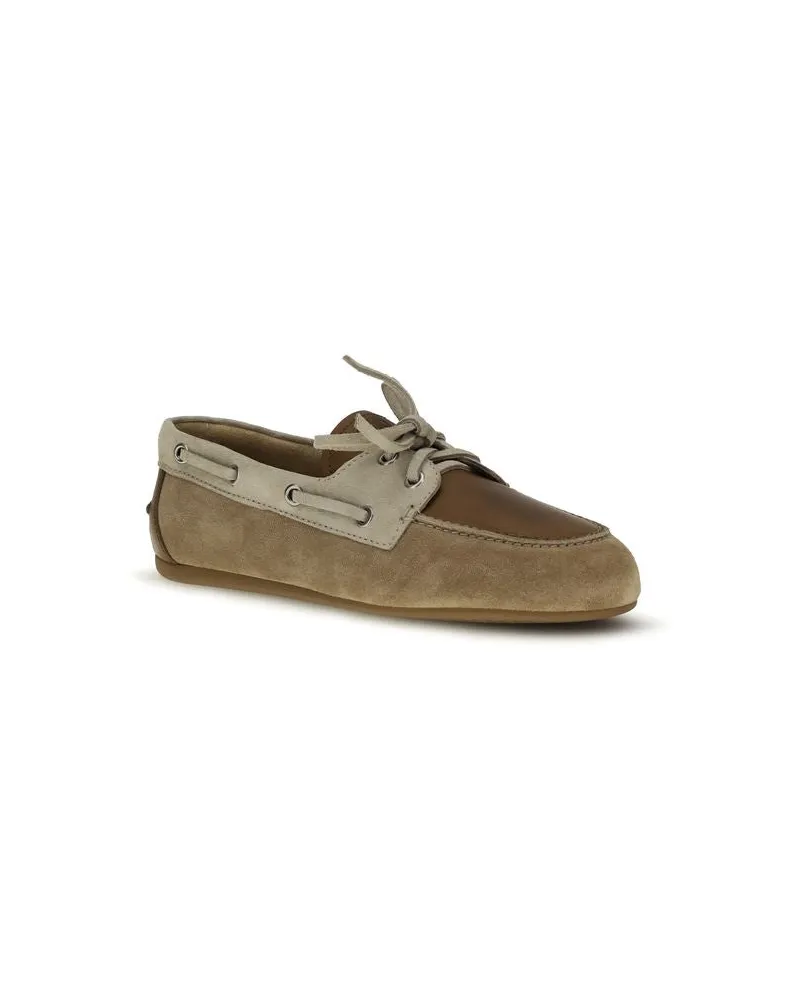 Miu Miu Women's Multicolor Calf Leather Bos Taurus Slip-On Loafers Beige