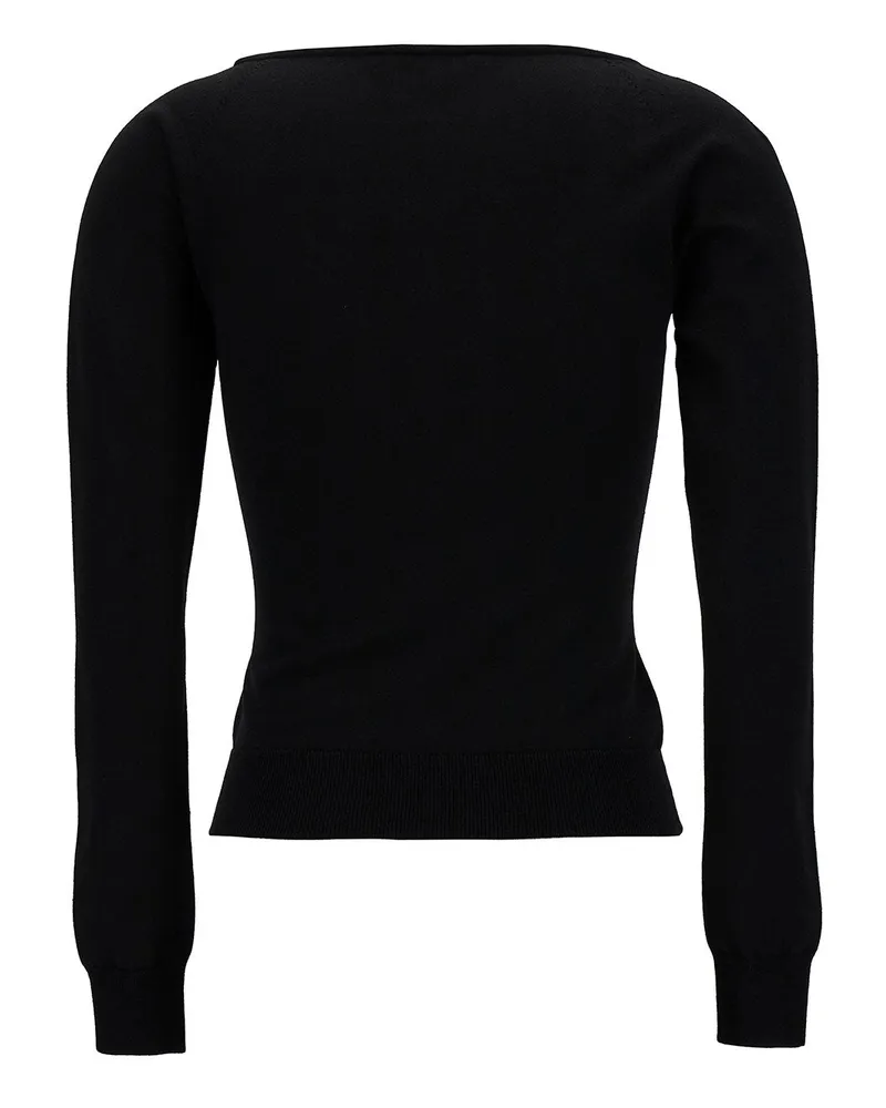 Alexander McQueen Women's Black Top With Square Neckline Viscose Tops Black
