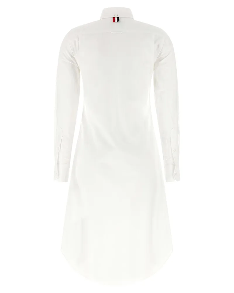 Thom Browne Cotton Button-Front Shirt Dress — White White