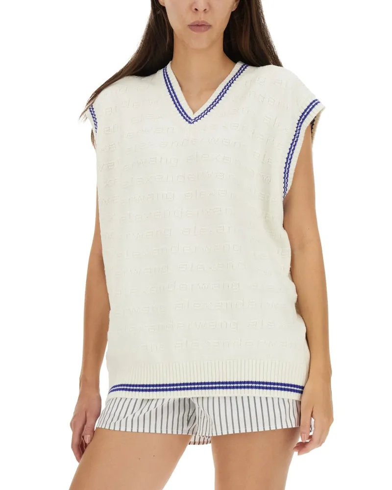Alexander Wang V-Neck Cotton Vest — Multicolor Multicolor