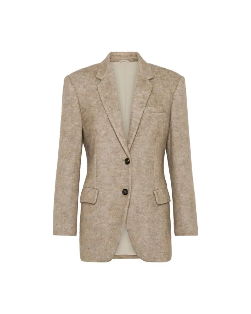 Brunello Cucinelli Cashmere Blend Blazer — Beige Beige