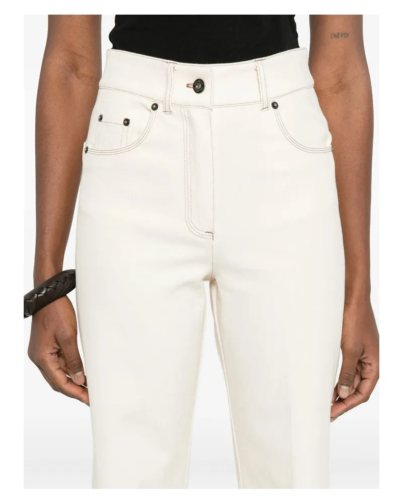 Max Mara Women's Straight Trousers With Pressed Crease Neutrals Cotton Beige