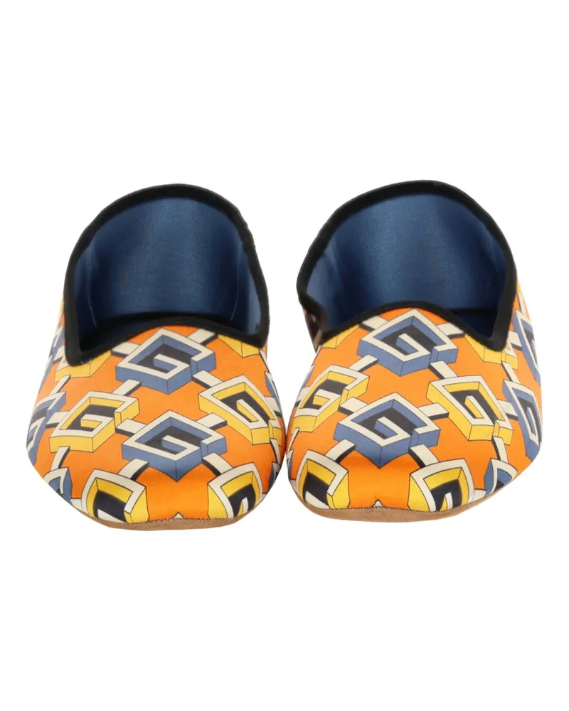 Gucci Geometric G Print Satin Slipper — Orange Orange