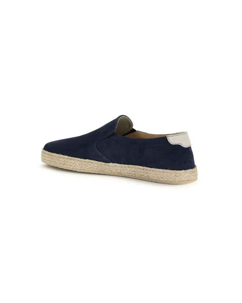Brunello Cucinelli Men's Blue Calf Leather Bos Taurus Espadrilles Shoe Navy