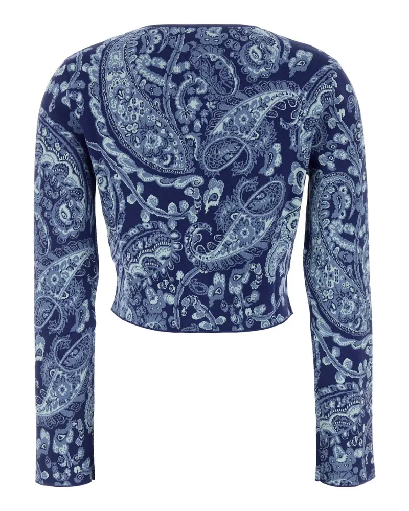 Etro Women's Embroidered Knit Cardigan Blu Exterior: Viscose Polyester Maglieria Sweater Navy