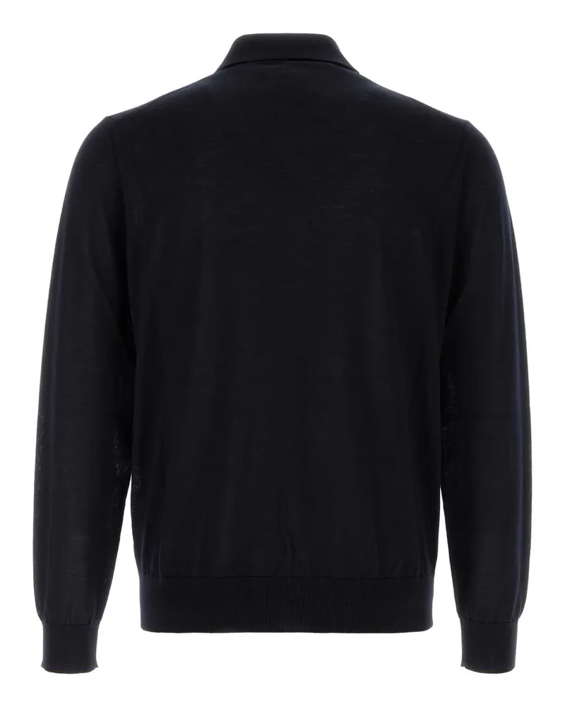 Prada Men's Midnight Blue Wool Polo Shirt Bleu Wv-Trochusniloticus T-shirts And Polos Navy