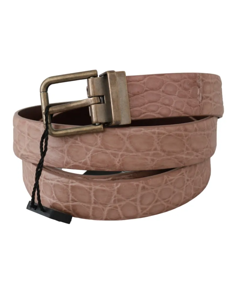 Dolce & Gabbana Men's Beige Exotic Skin Gold Buckle Leather Belt Skins Beige