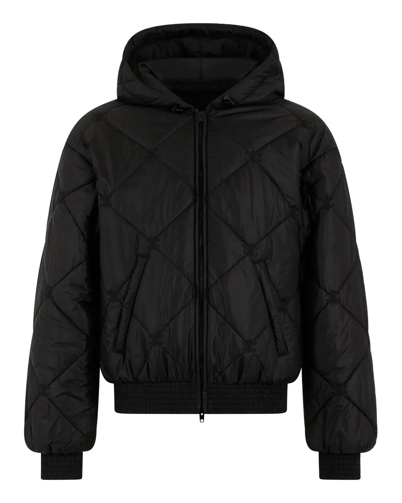 Celine Quilted Hooded Down Jacket — Black Black