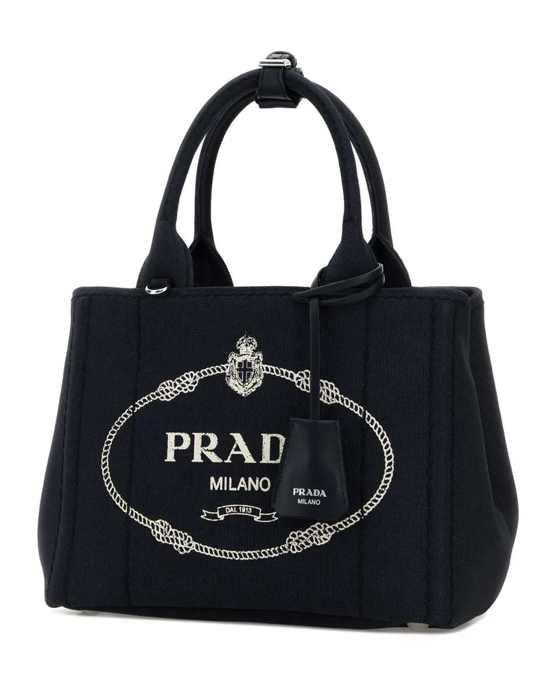 Prada Women's Dark Blue Canvas Small  Jardiniã¨re Handbag Baltico Borse A Mano Bag Navy