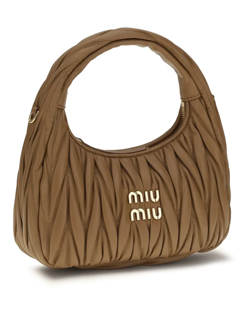 Miu Miu Women's Hobo Handbag Wandler Caramel Calf Leather Shoulder Bags Caramel