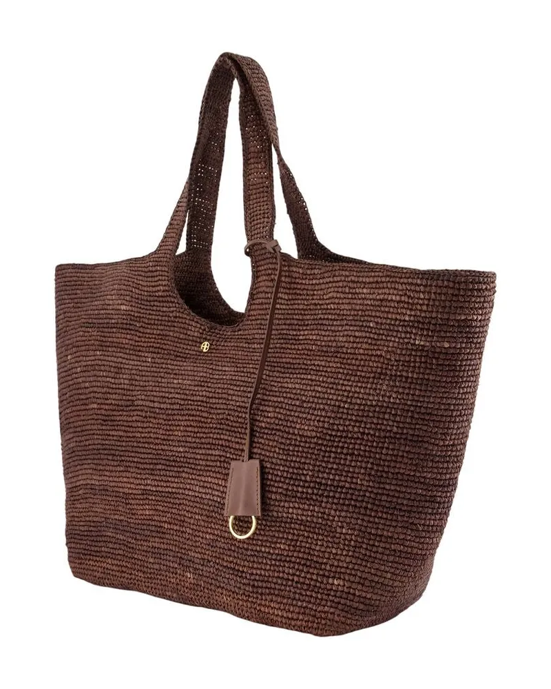 Anine Bing Women's Lili Shoulder Bag -  Raffia Brown Shoulder-Hobo-Bags Brown
