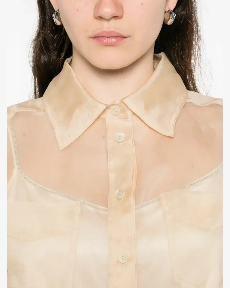 PANICALE Cashmere Women's Pocket Tie Shirt Ss26 W Beige