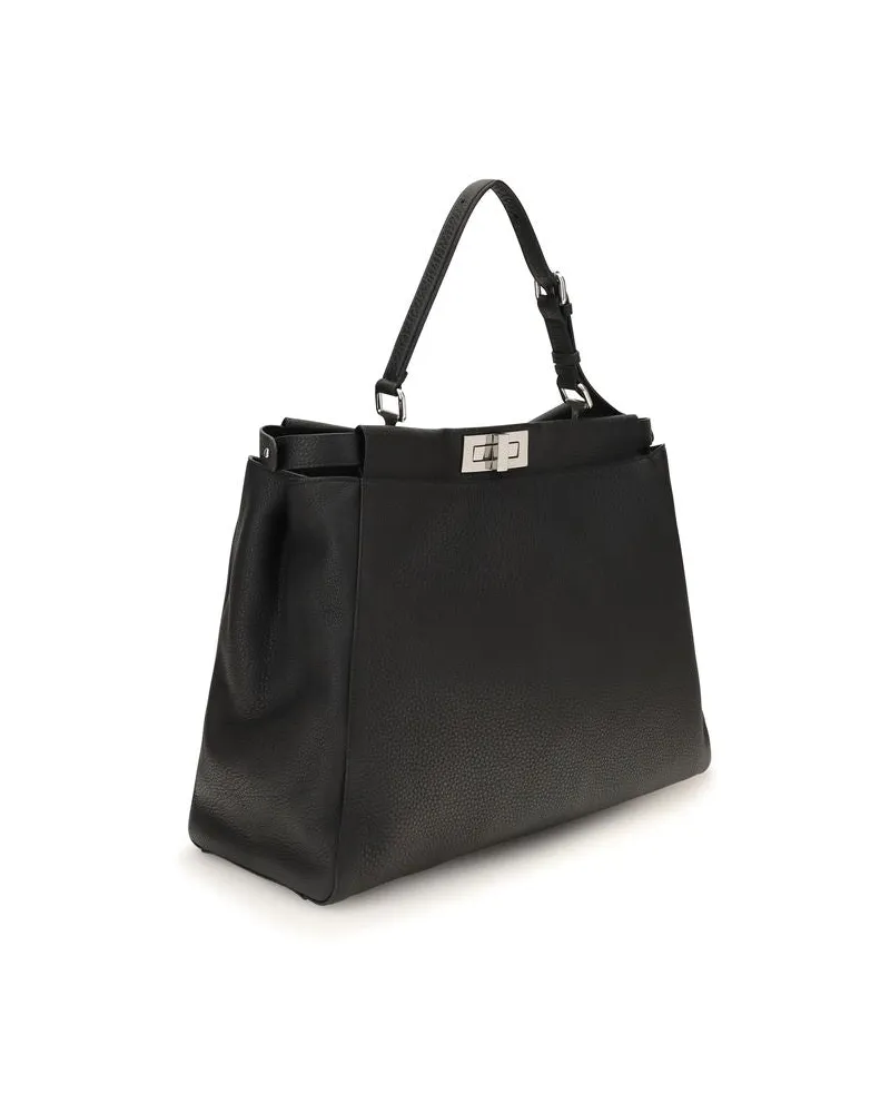 Fendi Calfskin Leather Shoulder Bag — Black Black