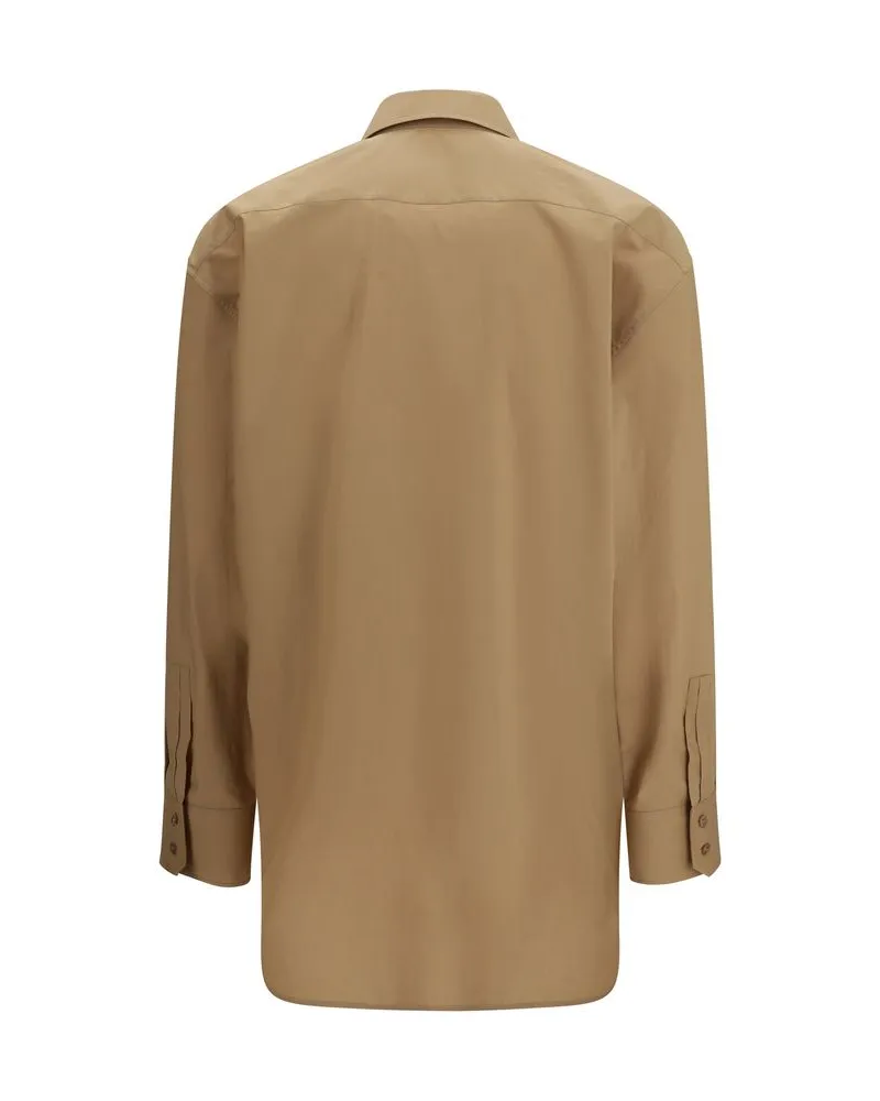 Saint Laurent Women Beige Cotton Dress Shirt Beige