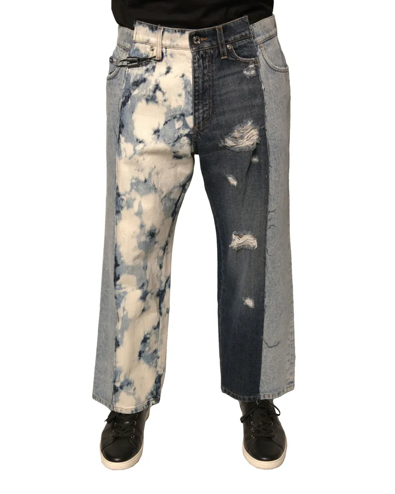 Dolce & Gabbana Multicolor Patchwork Cotton Straight Men Denim Jeans Clothing Multicolor