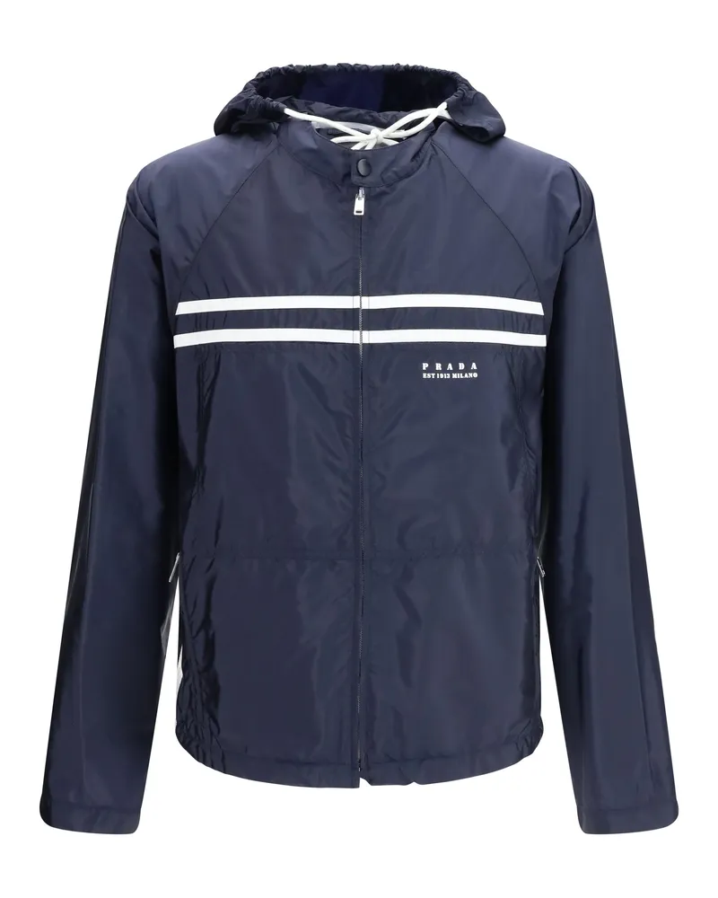 Prada Men's Oversize Re-Nylon Jacket Blue-White Padded & Down Blue/white Blue