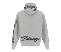 Cursive Embroidered Fleece Hoodie — Gray