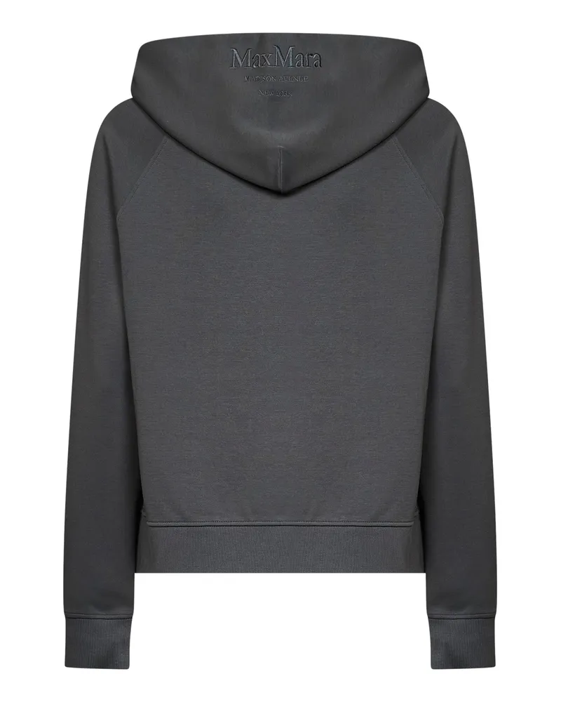 Max Mara Women's Zip-Up Hoodie Smmmarea Grey Cotton Sweatshirts Sweater Gray