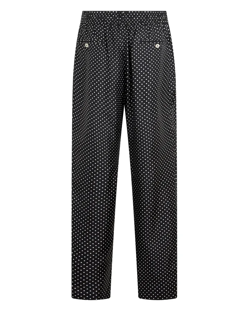 Dolce & Gabbana Men's Trousers Polka Dot Black Silk With Small Dots Black