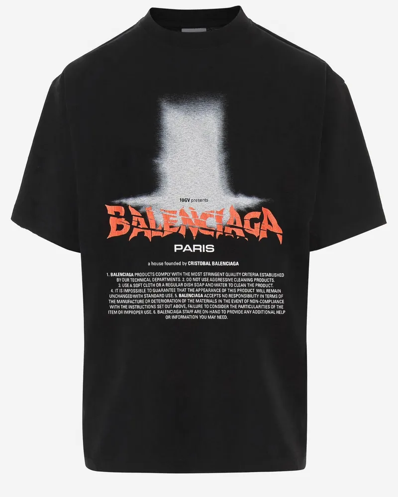 Balenciaga Women's T-Shirt The Door Oversized Cotton Black T-Shirts & Jerseys Black