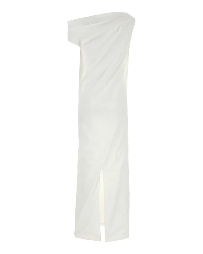 ARMARIUM Women's White Stretch Poplin Tiche One-Shoulder Dress Abiti White