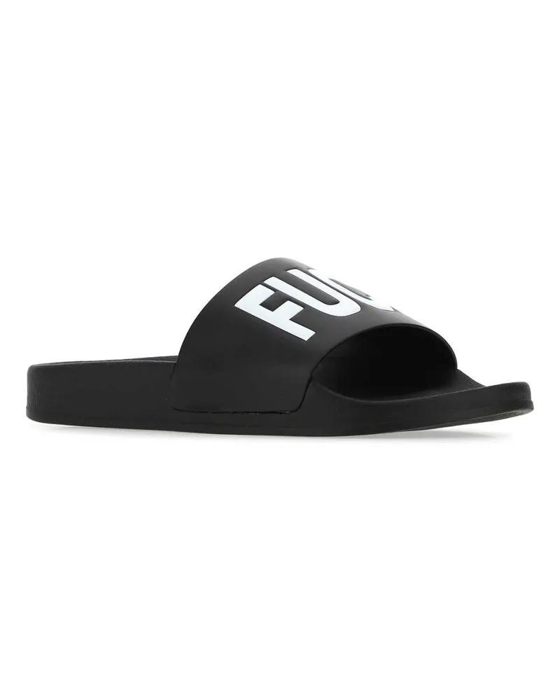 VTMNTS Men's Black Rubber Slippers Blackwhite Flat Shoes Black