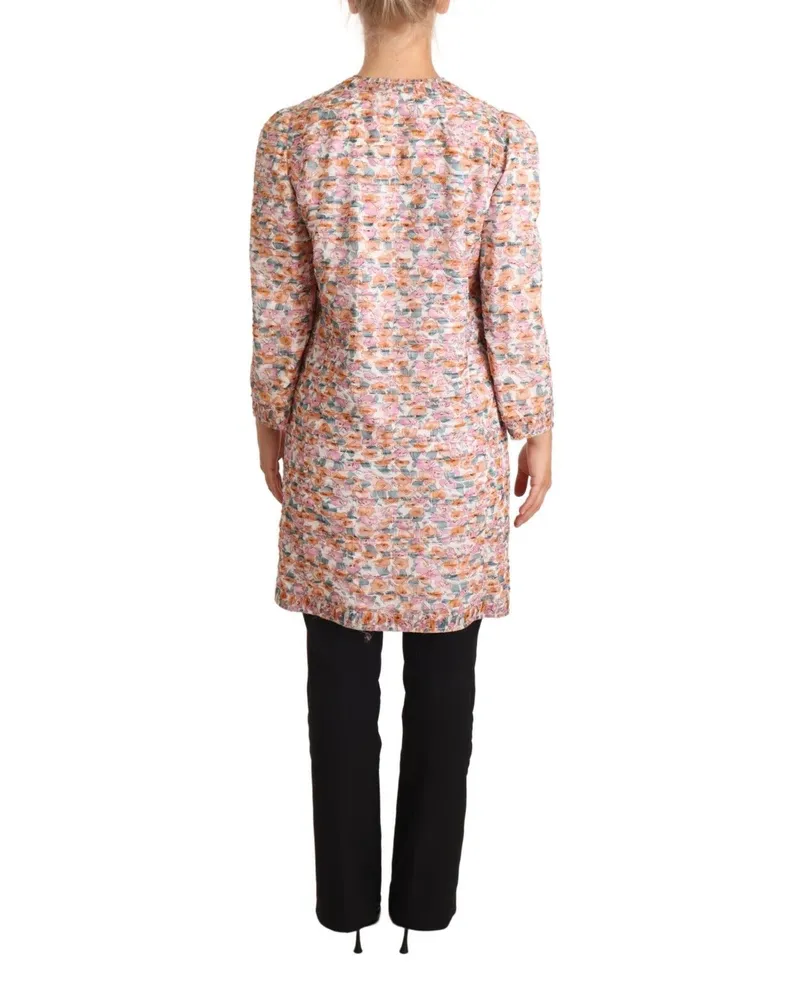 Dolce & Gabbana Women's Multicolor Floral Print Silk Trench Coat Jacket Clothing Multicolor
