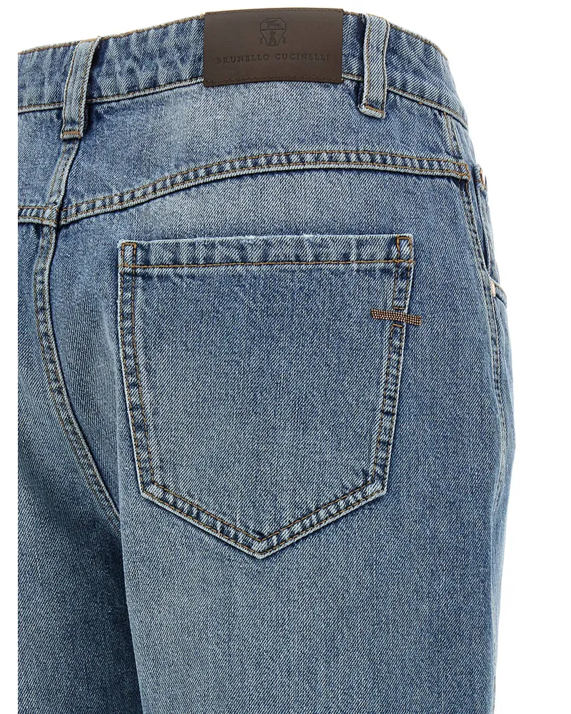 Brunello Cucinelli Women's Blue Cotton Straight-Leg Jeans Clothing Blue
