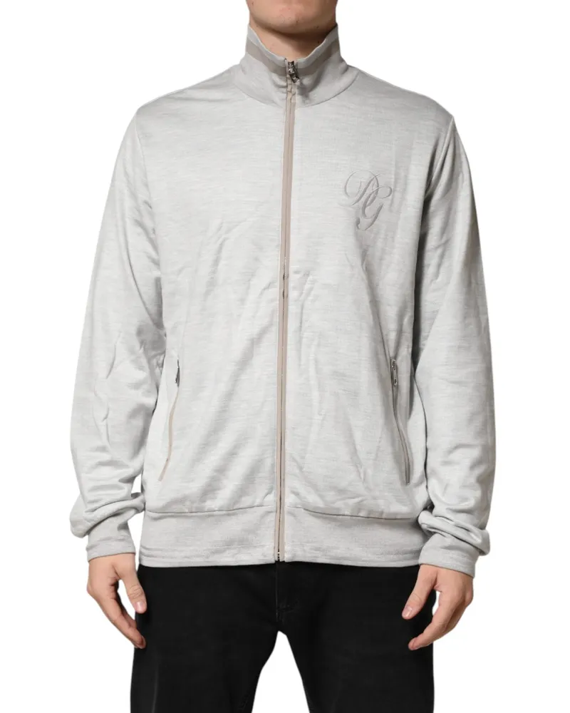 Dolce & Gabbana Men's Light Gray Cotton Zipped Cardigan Sweater Co+se Clothing Gray
