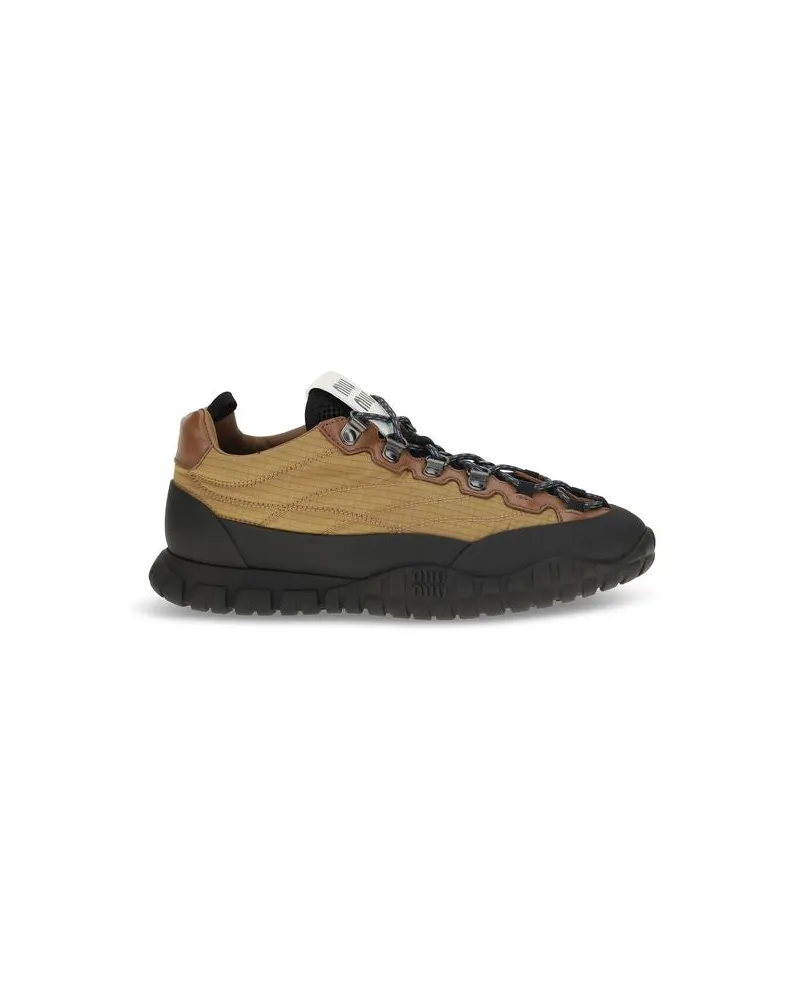 Miu Miu Ripstop Polyamide Sneakers — Beige 