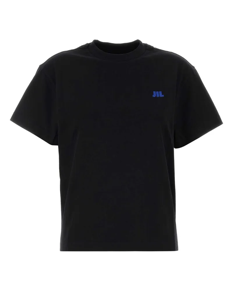 Jil Sander Logo-Embroidered Cotton T-Shirt — Black Black