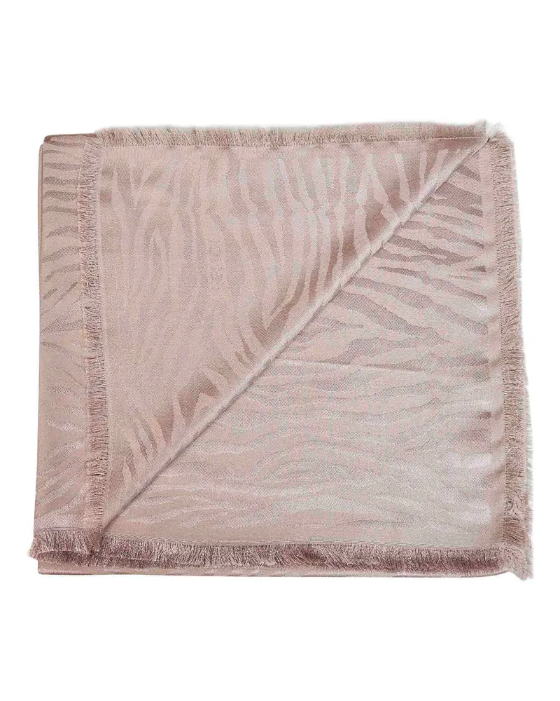 Fendi Women's Stole Silk And Cashmere Tiger Jacquard Taupe Scarf Scarfs Taupe