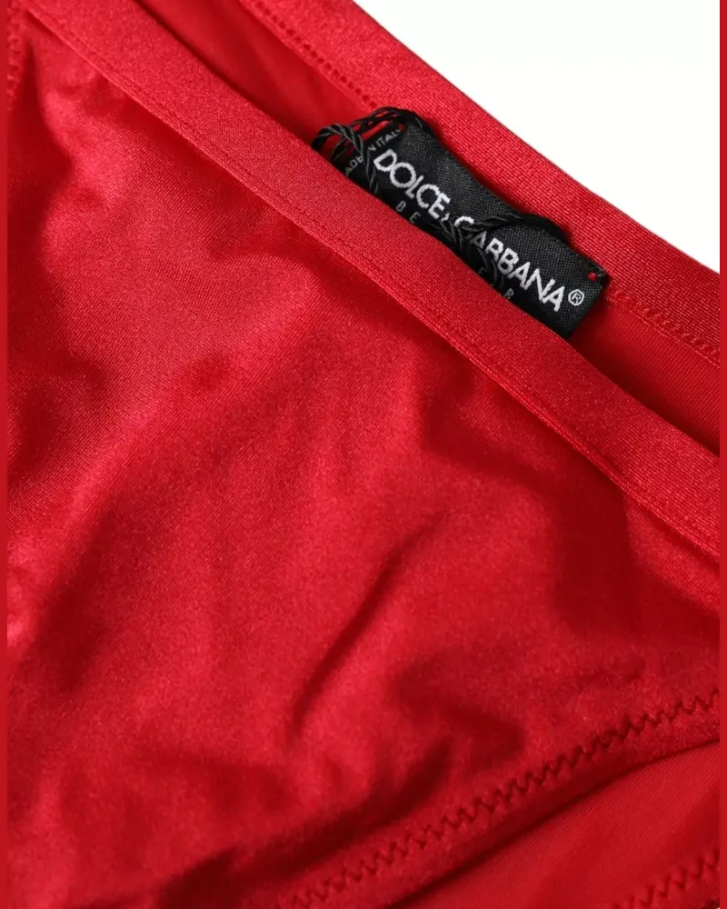 Dolce & Gabbana Women's Red Nylon Stretch Beachwear Swimwear Bottom Bikini Elastane Clothing Red