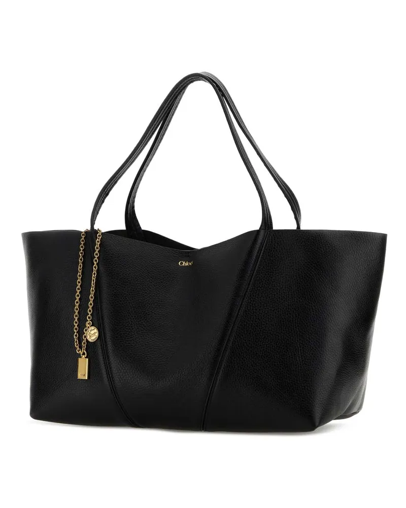 Chloé Women's Black Leather East-West Chloã© Spin Shopping Bag Borse A Mano Black
