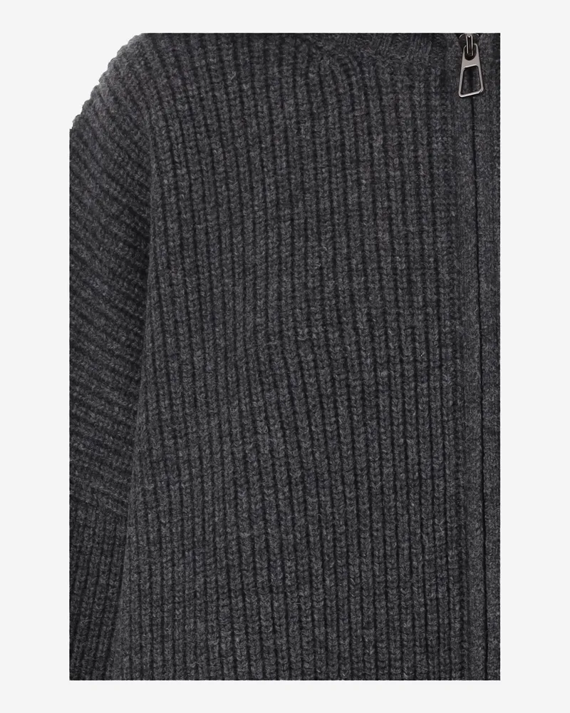 FRANKIE Shop Women's Oversized Wool Cardigan Dark Grey Sweater Gray