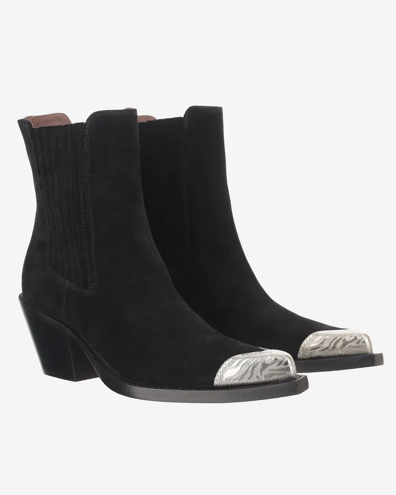 Paris Texas Women's Suede Ankle Boots Black Calf Leather Black