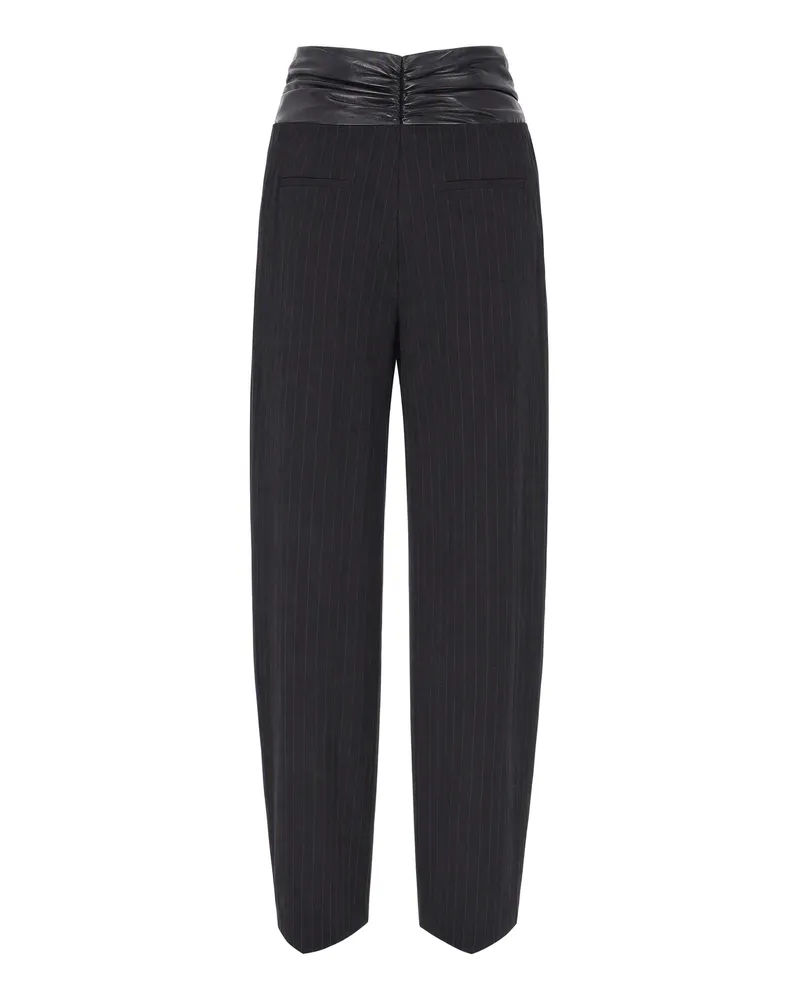ANDAMANE Women's Black Wide-Leg Pinstripe Trousers Black-White Cotton Black/white Black