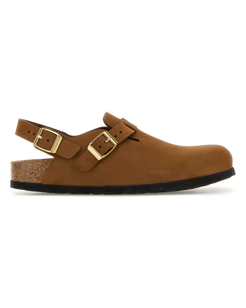 Birkenstock Women's Camel Leather Tokyo Slippers Tokio Hex Mink, Nubuck Flat Shoes Brown