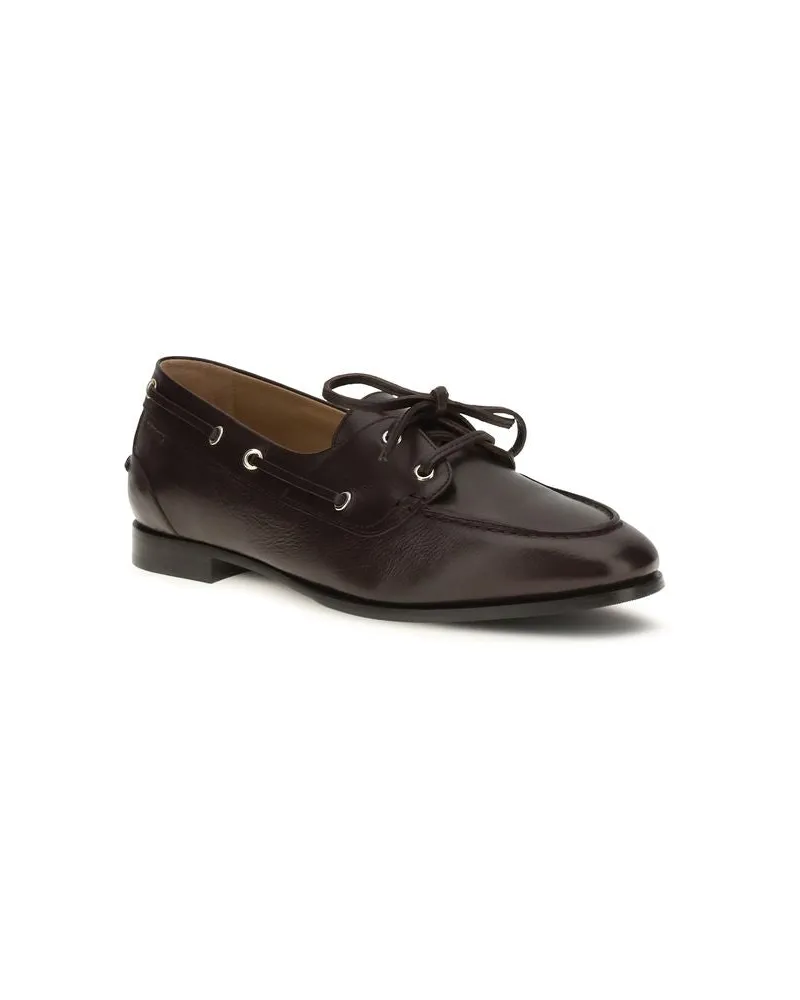Bally Women's Brown Calf Leather Bos Taurus Slip-On Loafers Brown