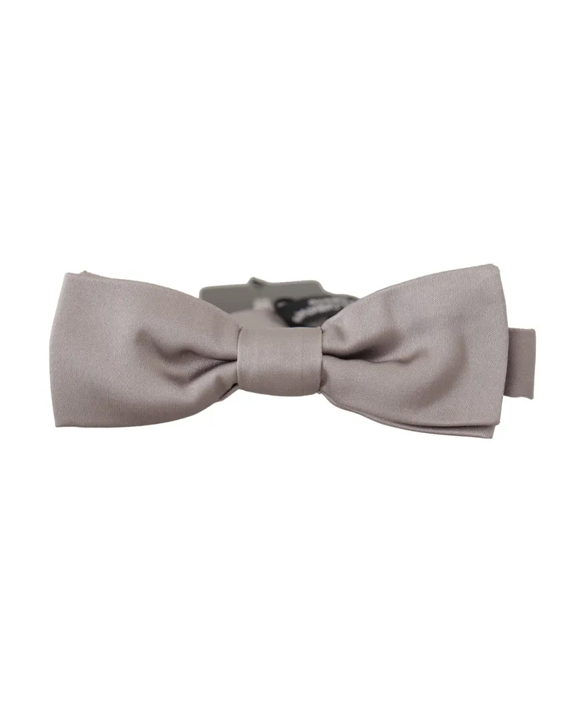 Dolce & Gabbana Men's Silver Silk Slim Adjustable Neck Papillon Tie Silver