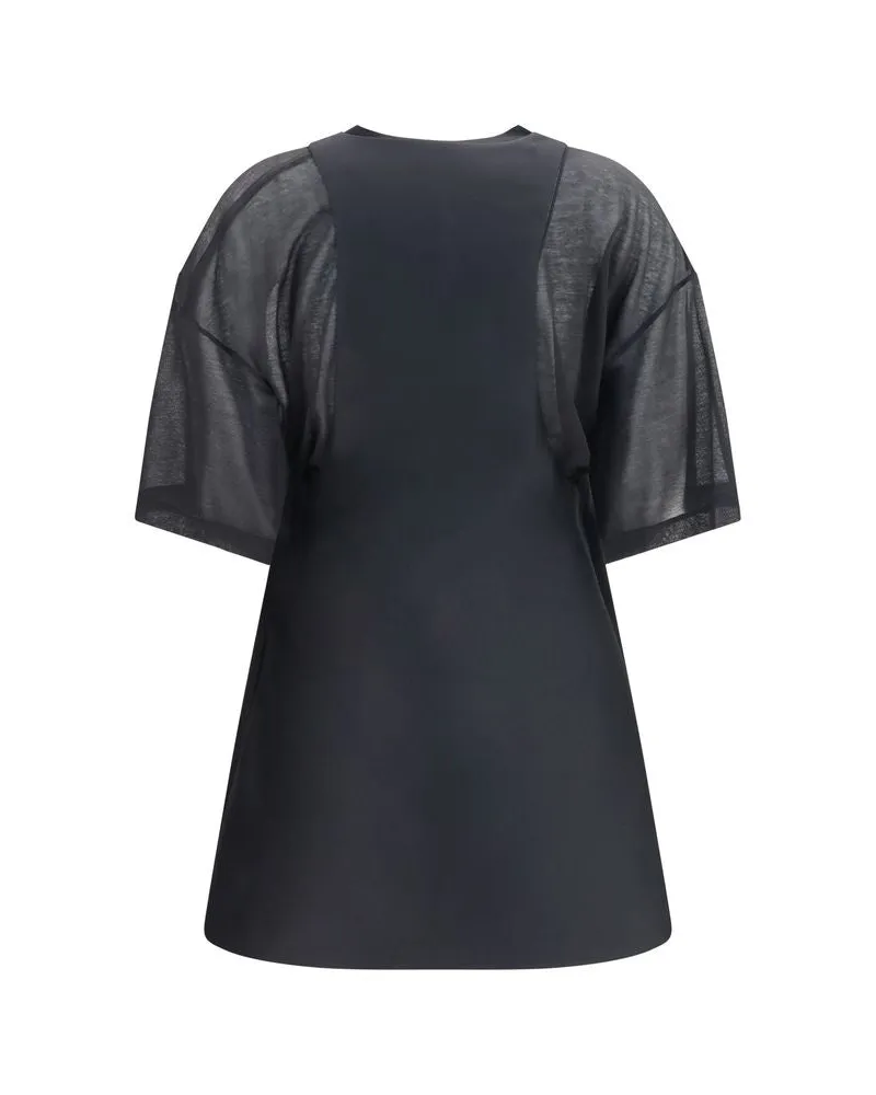 Balenciaga Women Black Wool Oves Aries Casual Dress Black
