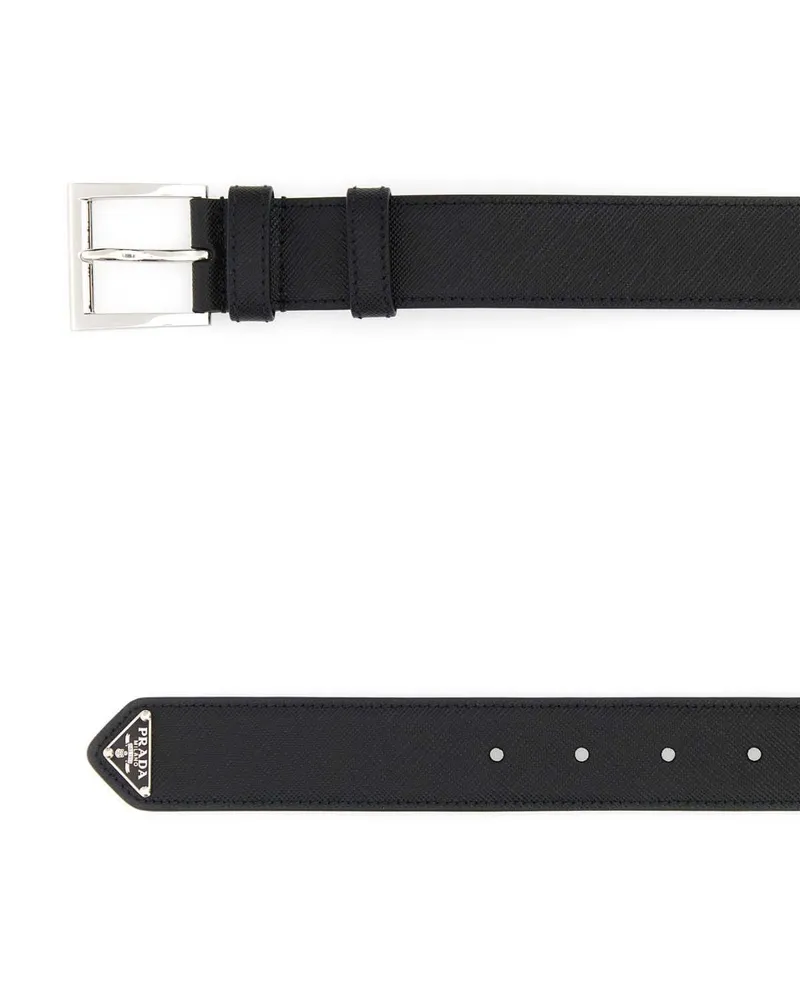 Prada Men's Black Leather Belt Nero Vitello Cinture Black