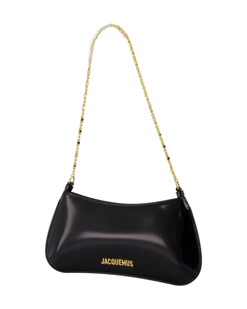 Jacquemus Women's Le Petit Bisou Chaine -  Leather Black Calfskin Bags Shoulder-Hobo-Bags Black
