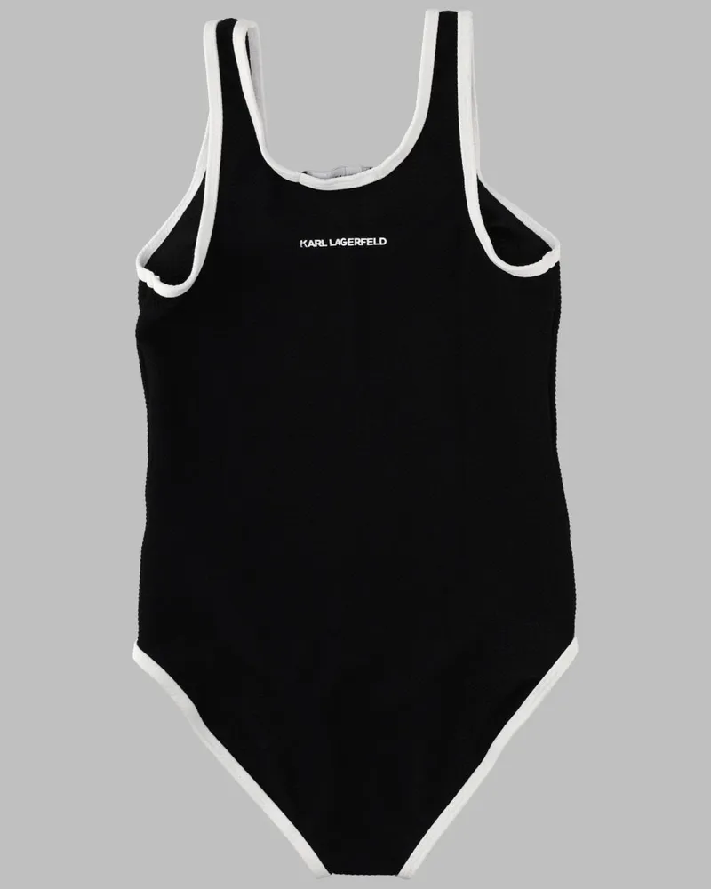 Karl Lagerfeld Stretch Polyester One-Piece Swimsuit — Black Black