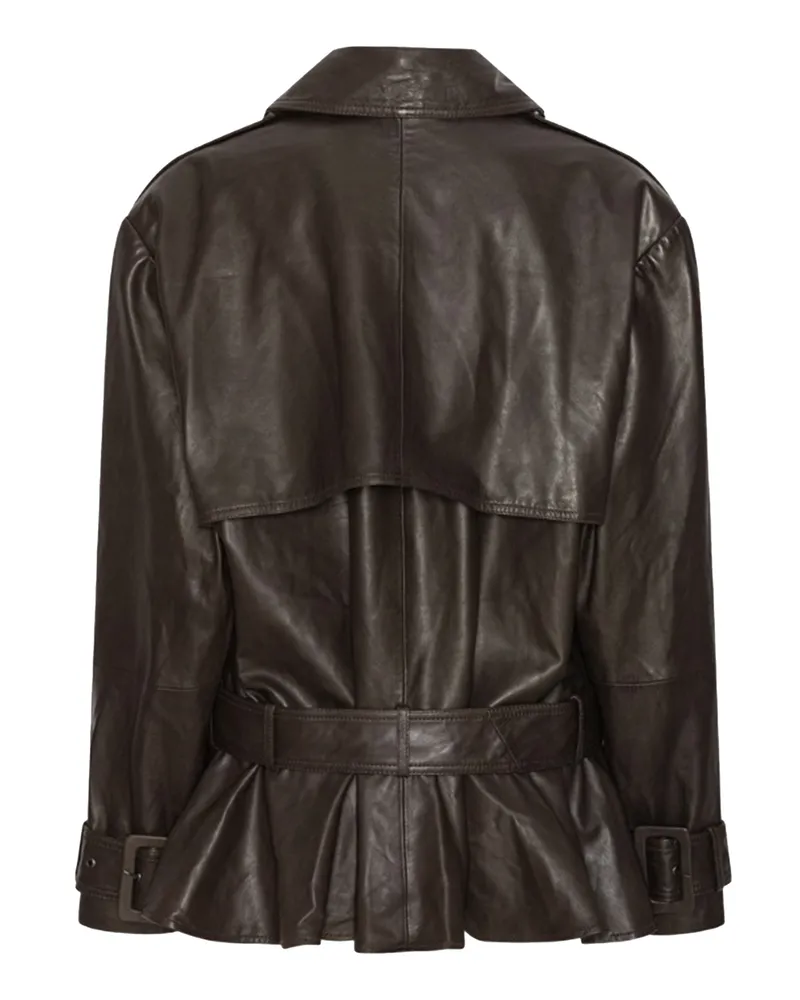 ROTATE Birger Christensen Women's Leather Biker Jacket Mole Brown