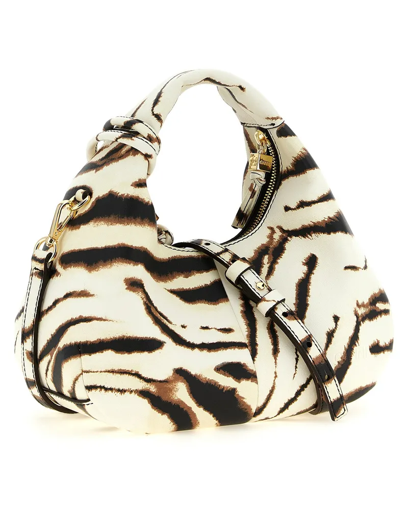Ganni Zebra-Print Faux Leather Mini Bag — cream Cream