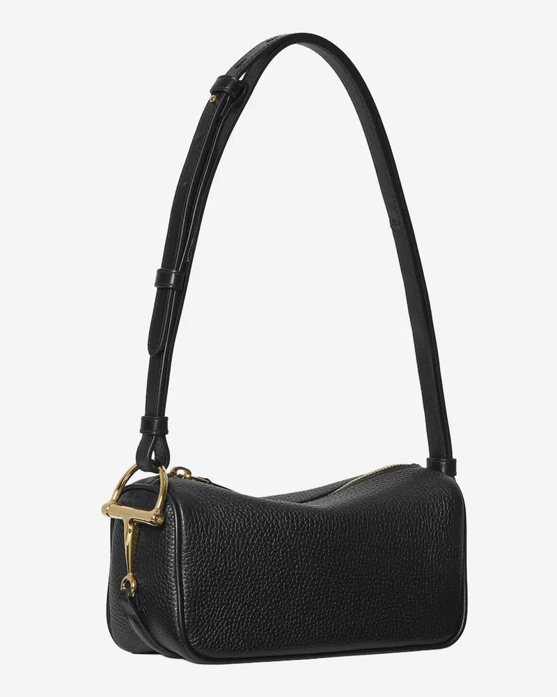 Gucci Women's Half Horsebit Shoulder Bag Black Leather Clutch Black